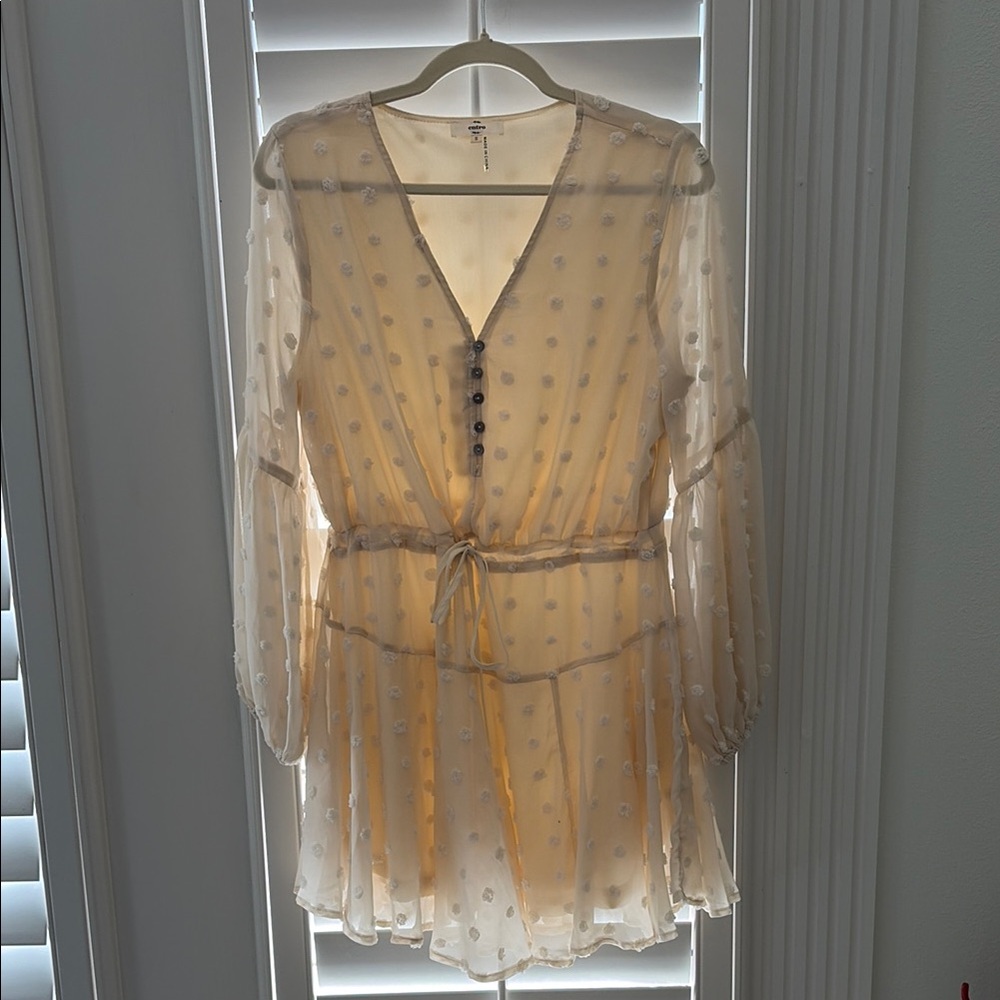 Sheer Cream Polka Dot Dress